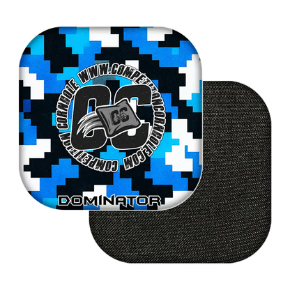 Black and blue digital patterned product with 'Dominator' branding on a white background