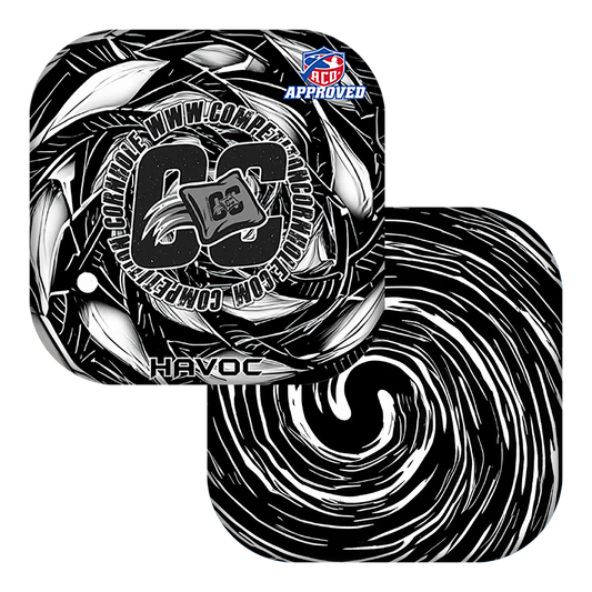 Black and white toy with 'Havoc' branding and 'ACO Approved' label on a white background