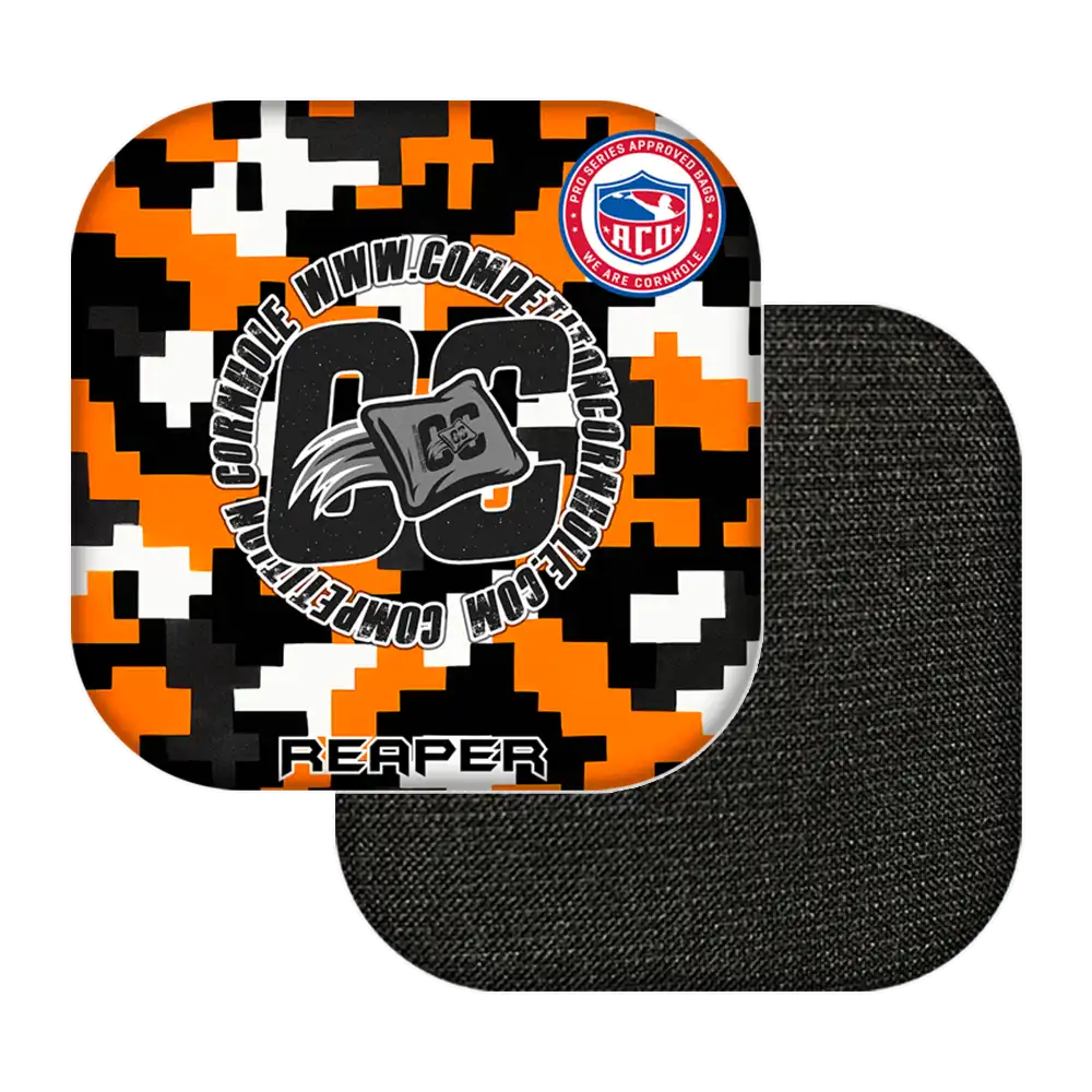 Black, orange, and white camouflage-patterned product with 'GC' branding on a white background
