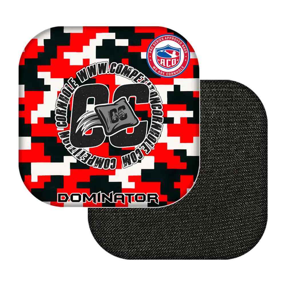 Black and red patterned product with visible branding on a white background