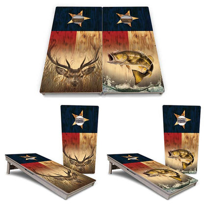 Texas Flag Deer & Fish Cornhole Boards - Professional Tournament Series