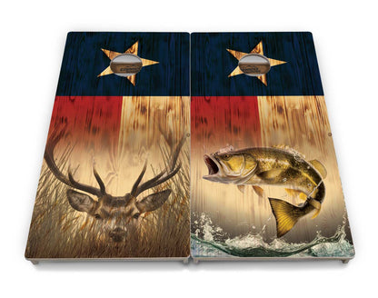 Texas Flag Deer & Fish Cornhole Boards - Professional Tournament Series