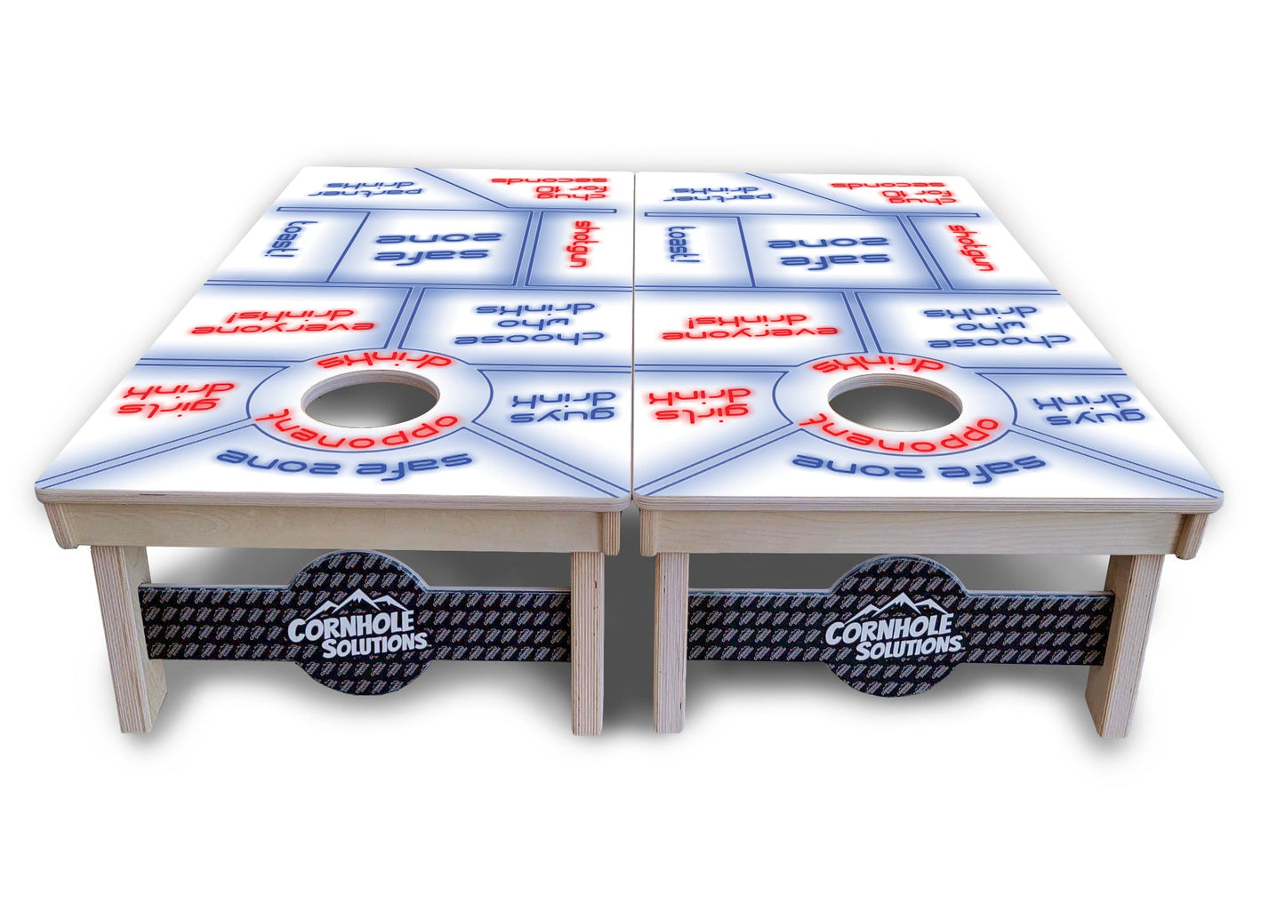 Drinking Game White Background Cornhole Boards - Professional Tournament Series